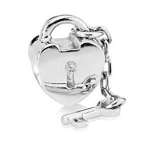 3/$45 Pandora Silver Charm- Heart Lock and Key